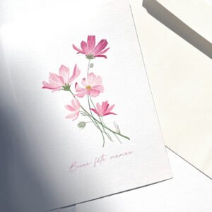 Carte fête des mères cosmos à l'aquarelle