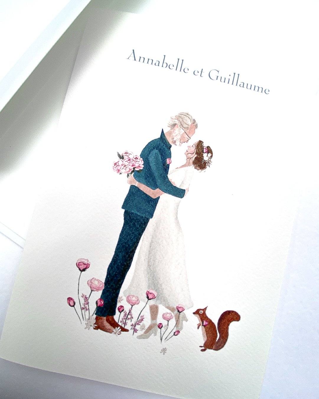 Faire-part-mariage-illustré, couple amoureux