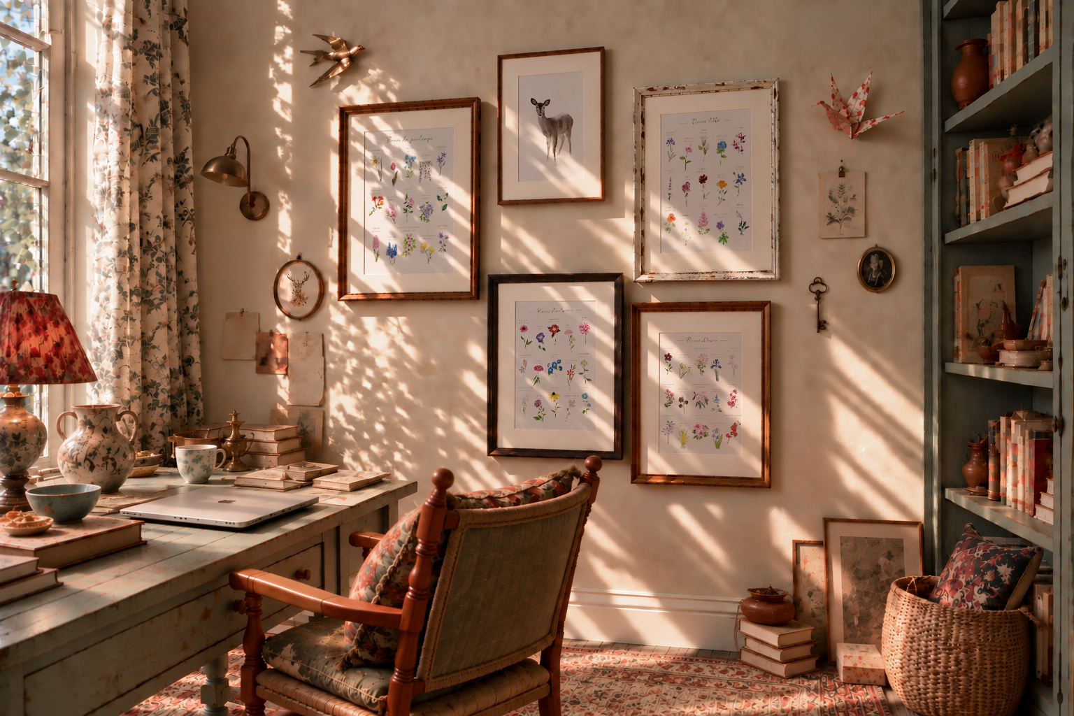 Affiches de fleurs à l’aquarelle dans un intérieur — découvrir le lot de trois affiches A4